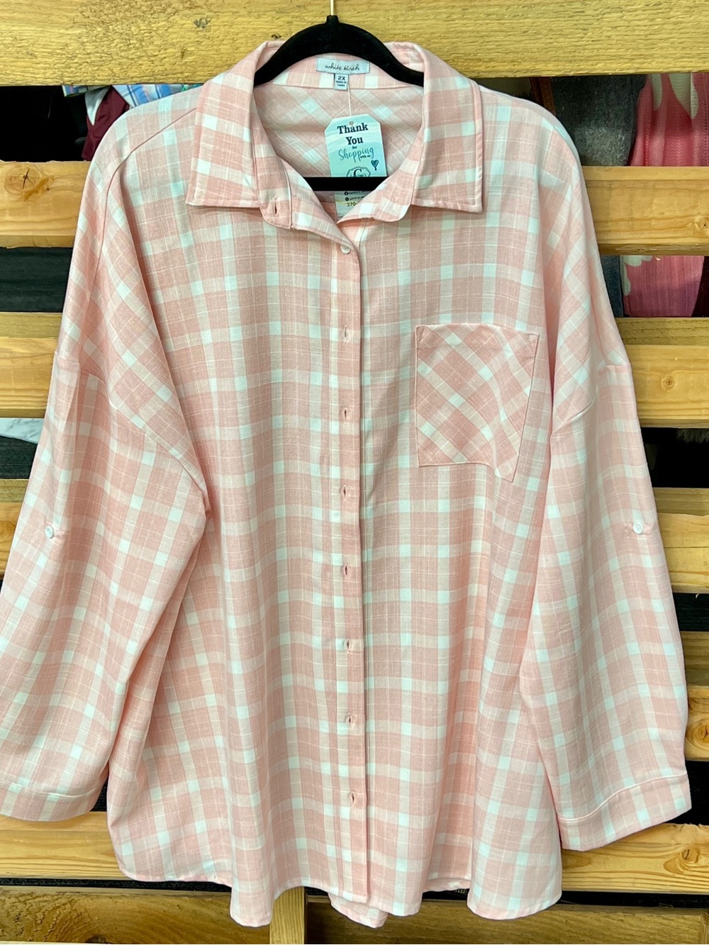 white birch Pink Plaid Button-Down Shirt